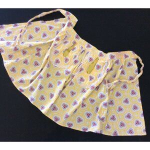 Handmade Retro Yellow Cotton Half Apron With Ruffled Teardrop Pockets